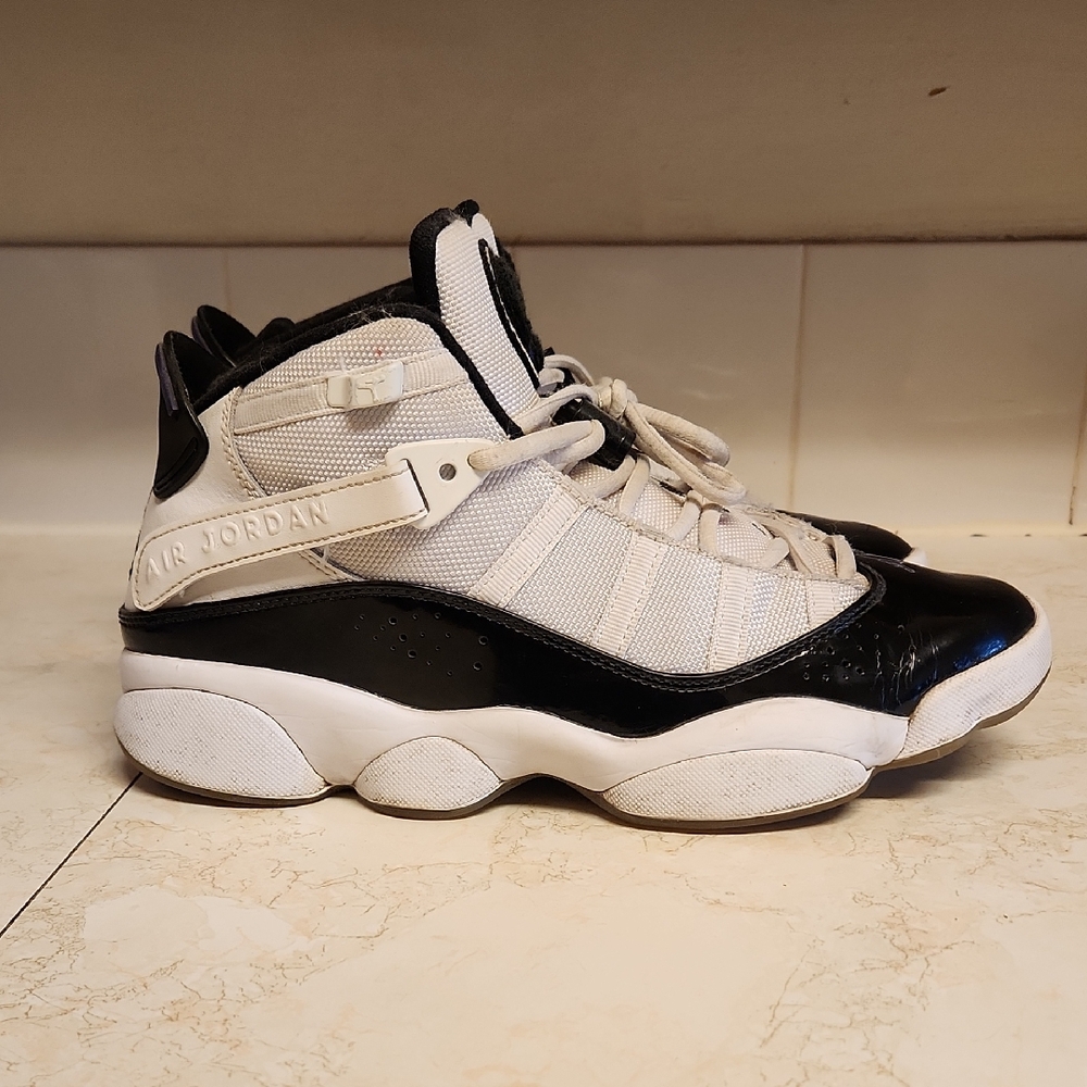 Air Jordan 6 Rings Concord High Top Shoes Black, White And Purple